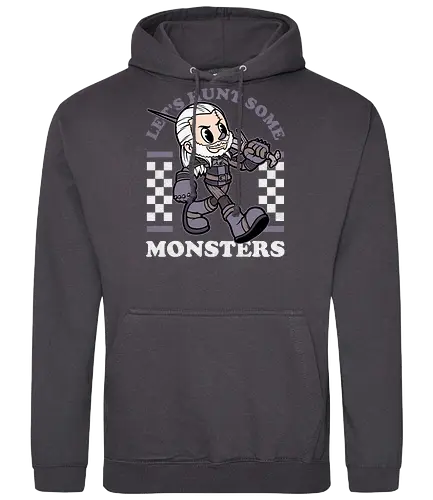 Game Mascot Wizard Hunter - Video Games, Video Game, Game, Games, Gamer, Mascot, Retro, Vintage, Retro Vintage, Retro Gamer, Retro Cartoon, Witch, Bewitched, Witch, Wizard, Sorcery, Sorcerer, Dark Fantasy, Fantasy, Hack And Slash, Adventure, Magic, Magical, Monster, Hunt, Hunter, Medieval - Standard Hoodie