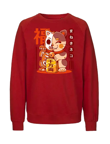MANEKI NEKO - maneki neko, neko, maneki, japan, anime, japanese, kawaii, cute, lucky charm, lucky cat - Fairtrade Sweatshirt