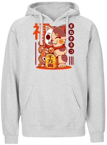 MANEKI NEKO - maneki neko, neko, maneki, japan, anime, japanese, kawaii, cute, lucky charm, lucky cat - Fairtrade Hoodie