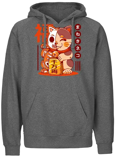 MANEKI NEKO - maneki neko, neko, maneki, japan, anime, japanese, kawaii, cute, lucky charm, lucky cat - Fairtrade Hoodie