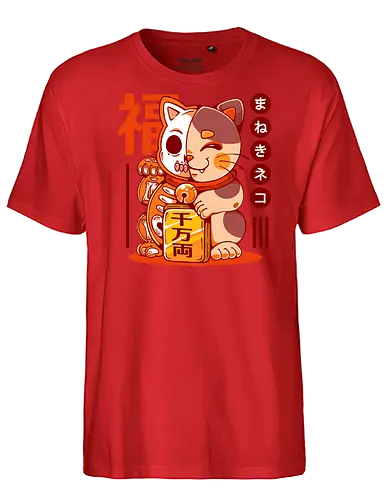 MANEKI NEKO - maneki neko, neko, maneki, japan, anime, japanese, kawaii, cute, lucky charm, lucky cat - Fairtrade T-Shirt