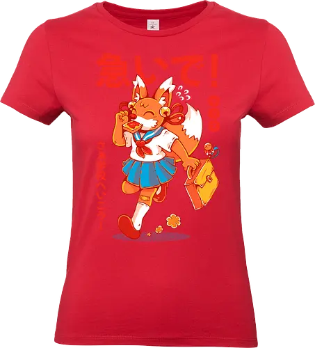 KITSUNE STUDENT (variant 1) - kitsune, fox, anime, cute, kawaii, japan, japanese, student, school, fox girl, child - Standard T-Shirt (Frauen)