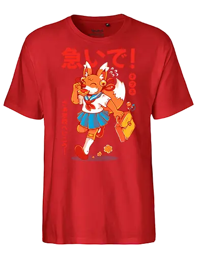 KITSUNE STUDENT (variant 1) - kitsune, fox, anime, cute, kawaii, japan, japanese, student, school, fox girl, child - Fairtrade T-Shirt
