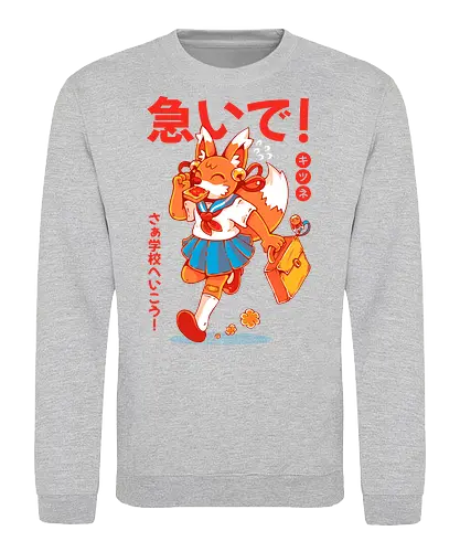 KITSUNE STUDENT (variant 1) - kitsune, fox, anime, cute, kawaii, japan, japanese, student, school, fox girl, child - Sweatshirt