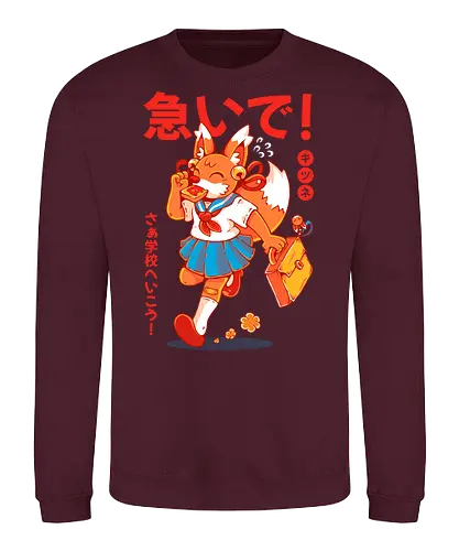KITSUNE STUDENT (variant 1) - kitsune, fox, anime, cute, kawaii, japan, japanese, student, school, fox girl, child - Sweatshirt