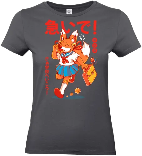 KITSUNE STUDENT (variant 1) - kitsune, fox, anime, cute, kawaii, japan, japanese, student, school, fox girl, child - Standard T-Shirt (Frauen)