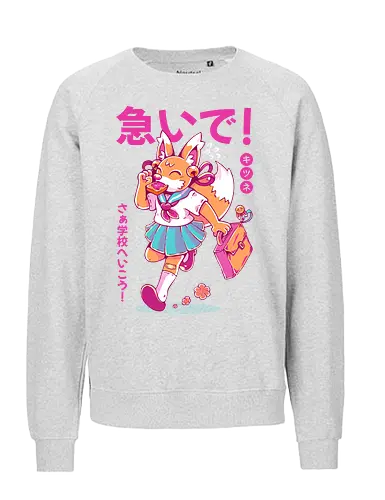 KITSUNE STUDENT (variant 2) - kitsune, fox, anime, cute, kawaii, japan, japanese, student, school, fox girl, child - Fairtrade Sweatshirt