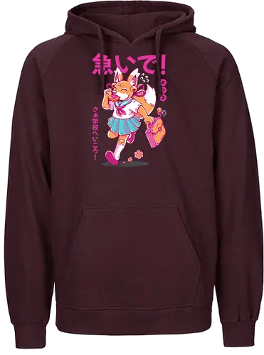 KITSUNE STUDENT (variant 2) - kitsune, fox, anime, cute, kawaii, japan, japanese, student, school, fox girl, child - Fairtrade Hoodie