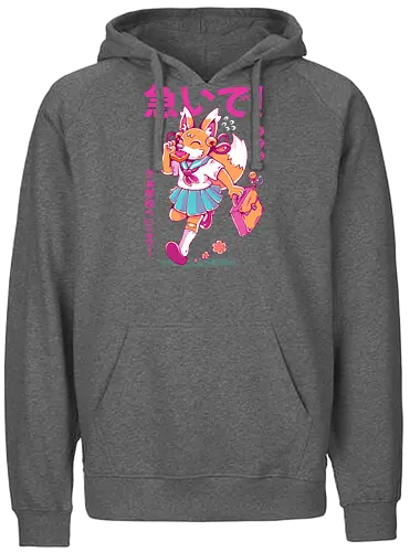 KITSUNE STUDENT (variant 2) - kitsune, fox, anime, cute, kawaii, japan, japanese, student, school, fox girl, child - Fairtrade Hoodie