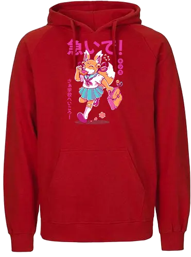 KITSUNE STUDENT (variant 2) - kitsune, fox, anime, cute, kawaii, japan, japanese, student, school, fox girl, child - Fairtrade Hoodie