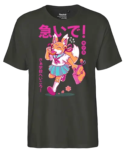 KITSUNE STUDENT (variant 2) - kitsune, fox, anime, cute, kawaii, japan, japanese, student, school, fox girl, child - Fairtrade T-Shirt