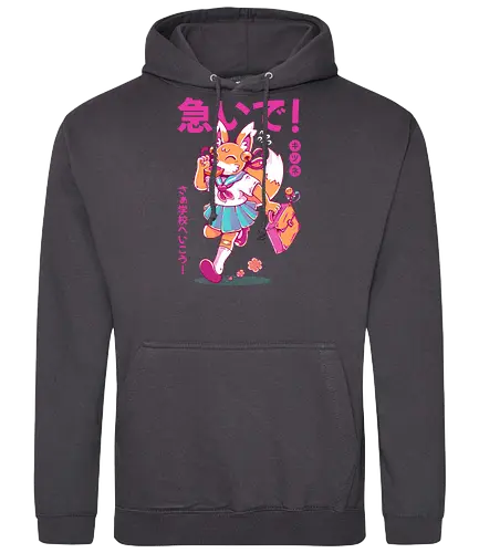 KITSUNE STUDENT (variant 2) - kitsune, fox, anime, cute, kawaii, japan, japanese, student, school, fox girl, child - Standard Hoodie