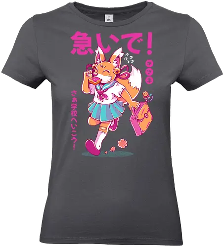 KITSUNE STUDENT (variant 2) - kitsune, fox, anime, cute, kawaii, japan, japanese, student, school, fox girl, child - Standard T-Shirt (Frauen)