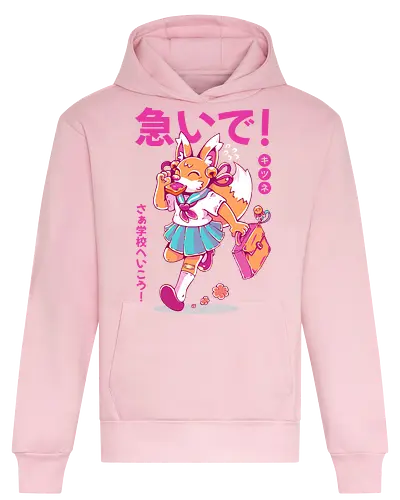 KITSUNE STUDENT (variant 2) - kitsune, fox, anime, cute, kawaii, japan, japanese, student, school, fox girl, child - Heavyweight Hoodie