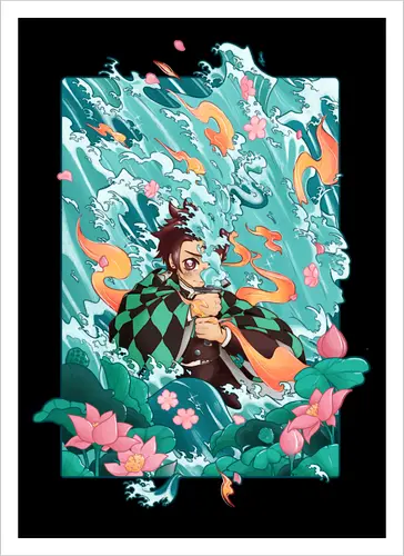 Water and Sun - tanjiro, kamado, Slayer - Kunstdruck