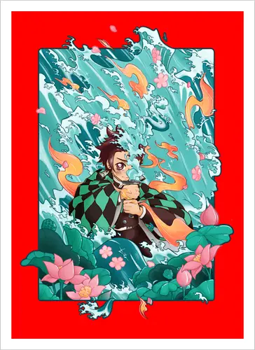 Water and Sun - tanjiro, kamado, Slayer - Kunstdruck