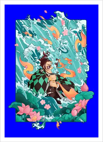 Water and Sun - tanjiro, kamado, Slayer - Kunstdruck