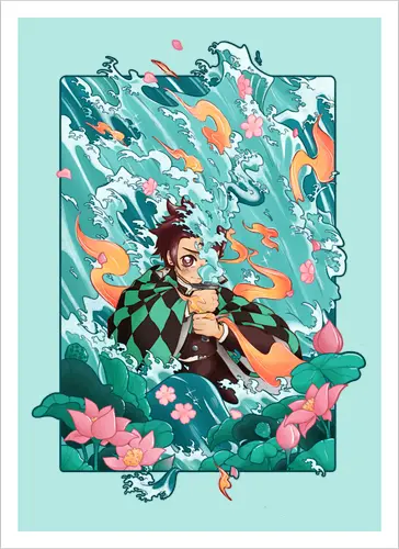 Water and Sun - tanjiro, kamado, Slayer - Kunstdruck
