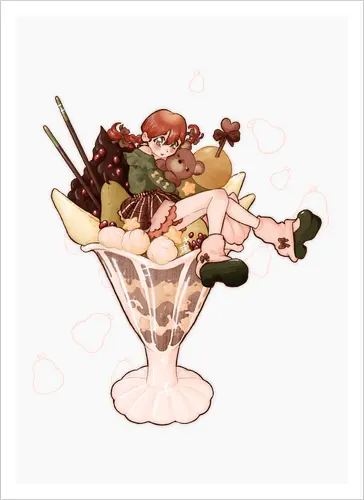 Autumn Parfait - cozy, sweet, kawaii, cute - Kunstdruck