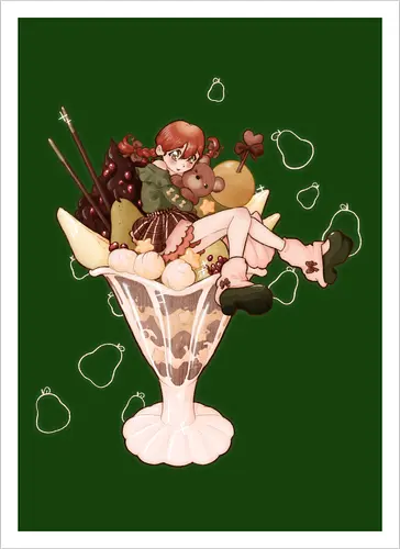 Autumn Parfait - cozy, sweet, kawaii, cute - Kunstdruck