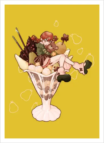 Autumn Parfait - cozy, sweet, kawaii, cute - Kunstdruck