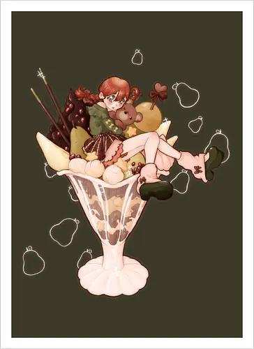 Autumn Parfait - cozy, sweet, kawaii, cute - Kunstdruck