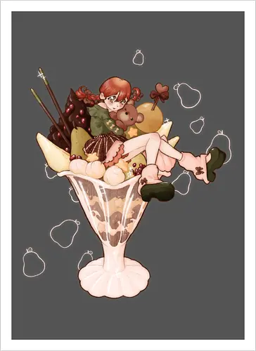 Autumn Parfait - cozy, sweet, kawaii, cute - Kunstdruck