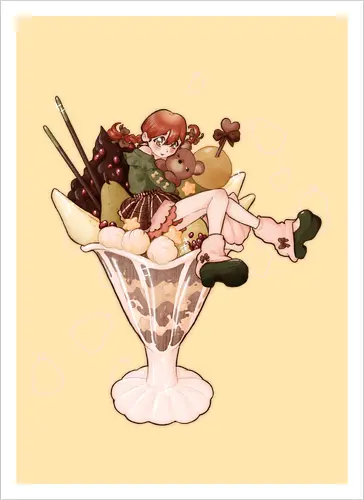 Autumn Parfait - cozy, sweet, kawaii, cute - Kunstdruck