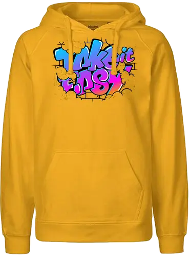 take easy  - textart, typography, calligraphy, cool, font, chill, relax, graffiti, easy, bro - Fairtrade Hoodie