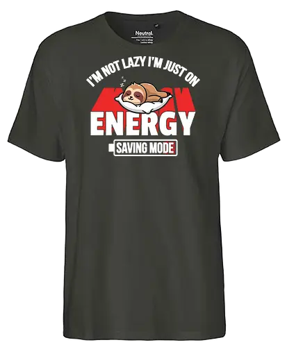 I'm not lazy I'm just on energy saving mode - sloth, energy, humorous, napping, lazy, resting, graphic, slogan, sleeping, playful - Fairtrade T-Shirt