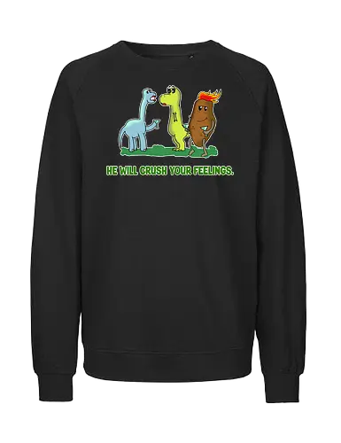 Dinosaur Feelings (Dinosaurier-Gefühle) - dinosaurier, dino, gefühle, lustig, humor, cartoon, süß, kinder, kawaii, sarkasmus, witzig, asteroid, prähistorisch, spielerisch, niedlich, jurazeit, comic, tragisch, ironie, popkultur, geek, t-rex - Fairtrade Sweatshirt