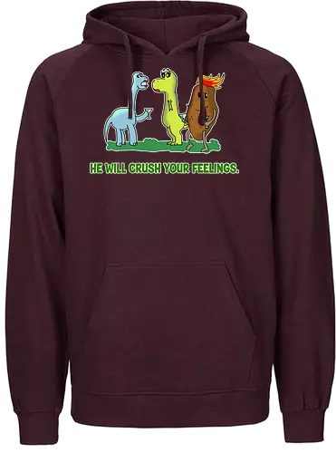 Dinosaur Feelings (Dinosaurier-Gefühle) - dinosaurier, dino, gefühle, lustig, humor, cartoon, süß, kinder, kawaii, sarkasmus, witzig, asteroid, prähistorisch, spielerisch, niedlich, jurazeit, comic, tragisch, ironie, popkultur, geek, t-rex - Fairtrade Hoodie