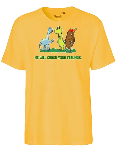 Dinosaur Feelings (Dinosaurier-Gefühle) - dinosaurier, dino, gefühle, lustig, humor, cartoon, süß, kinder, kawaii, sarkasmus, witzig, asteroid, prähistorisch, spielerisch, niedlich, jurazeit, comic, tragisch, ironie, popkultur, geek, t-rex - Fairtrade T-Shirt