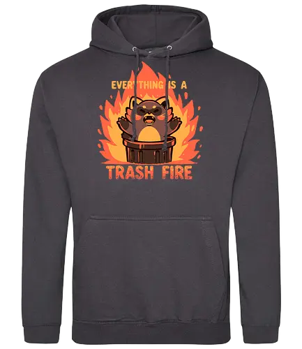 Everything is a Trash Fire - Waschbär, Müll Feuer, niedlich Waschbär, Chaos ästhetisch, lustig, Feuer und Mülleimer, Müll, raccoon, trash fire, cute raccoon, chaos aesthetic, funny, fire and trash can, garbage, everything is trash, sarcastic, dark humor, world, angry raccoon, flames, fire, trend - Standard Hoodie