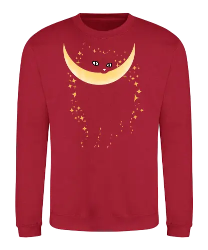 Cat Moon Stars - cats, stars, space, starry, cute - Sweatshirt