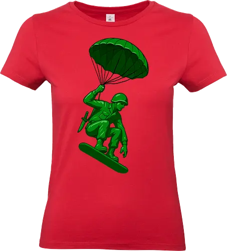green toy soldier - soldier, toy, parachute, military, green, airborne, plastic, skydiver, figurine, vintage - Standard T-Shirt (Frauen)