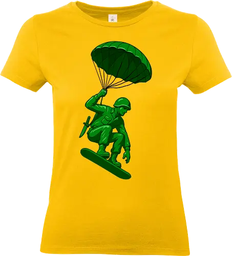 green toy soldier - soldier, toy, parachute, military, green, airborne, plastic, skydiver, figurine, vintage - Standard T-Shirt (Frauen)