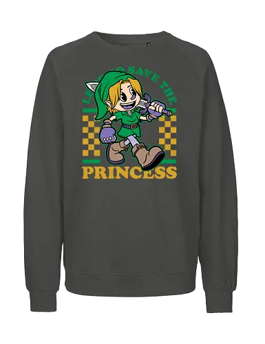 Game Mascot Fantasy Elf - Classic, Video Games, Video Game, Game, Games, Gamer, Mascot, Retro, Vintage, Retro Vintage, Retro Gamer, Retro Cartoon, Adventure, Fantasy, Princess - Fairtrade Sweatshirt