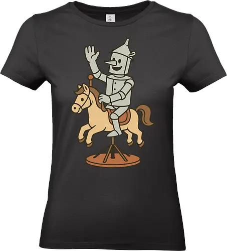 Tin man - tin man, horse, vintage, whimsical, pedestal, waving, playful, character, minimalist - Standard T-Shirt (Frauen)