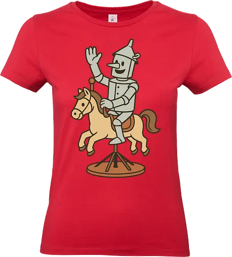 Tin man - tin man, horse, vintage, whimsical, pedestal, waving, playful, character, minimalist - Standard T-Shirt (Frauen)