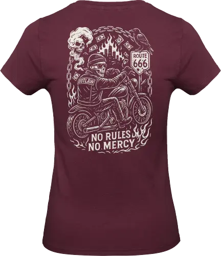 Outlaw Rider - Motorradhelm, Outlaw, Streetbike, Cruiser, Motorradclub, Motorradgang, Stuntbike, Scrambler, Motorradkultur, Touringbike, Rennmaschine, Motorradleben, Roadtrip, Freiheit, Stahlross, Zweiräder, Motorrad, Chopper, Biker, Harley, Zweirad, Motorradfahrer, Custom Bike, Motorradkunst, Cafe Racer, Burnout, Wheelie, Lederjacke, Totenkopf, Route 66 - Standard T-Shirt (Frauen)
