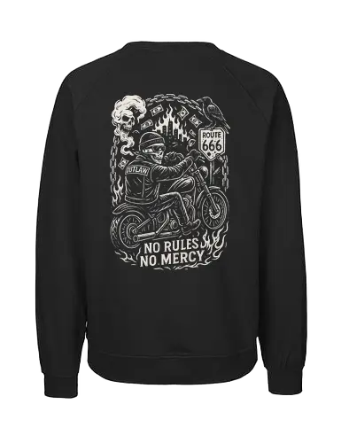 Outlaw Rider - Motorradhelm, Outlaw, Streetbike, Cruiser, Motorradclub, Motorradgang, Stuntbike, Scrambler, Motorradkultur, Touringbike, Rennmaschine, Motorradleben, Roadtrip, Freiheit, Stahlross, Zweiräder, Motorrad, Chopper, Biker, Harley, Zweirad, Motorradfahrer, Custom Bike, Motorradkunst, Cafe Racer, Burnout, Wheelie, Lederjacke, Totenkopf, Route 66 - Fairtrade Sweatshirt