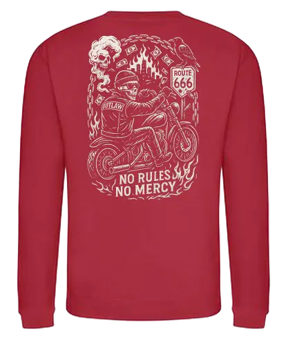 Outlaw Rider - Motorradhelm, Outlaw, Streetbike, Cruiser, Motorradclub, Motorradgang, Stuntbike, Scrambler, Motorradkultur, Touringbike, Rennmaschine, Motorradleben, Roadtrip, Freiheit, Stahlross, Zweiräder, Motorrad, Chopper, Biker, Harley, Zweirad, Motorradfahrer, Custom Bike, Motorradkunst, Cafe Racer, Burnout, Wheelie, Lederjacke, Totenkopf, Route 66 - Sweatshirt