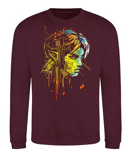 Elfic links 2 - fantasy, gaming, elf, hero of time, elfic, circuit boards, futuristic - Sweatshirt