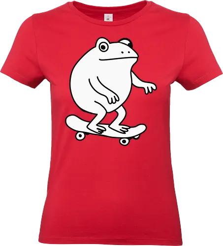 frog skate - frog, skateboard, cartoon, black and white, playful, simple, minimalistic, fun, balance, character - Standard T-Shirt (Frauen)