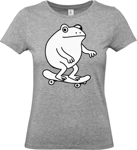 frog skate - frog, skateboard, cartoon, black and white, playful, simple, minimalistic, fun, balance, character - Standard T-Shirt (Frauen)