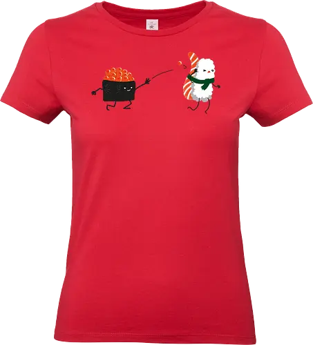 Sushi Streit - sushi, Japan, cute, kawaii, streit, humor, lustig, nigiri, food - Standard T-Shirt (Frauen)
