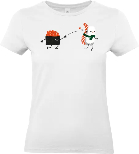 Sushi Streit - sushi, Japan, cute, kawaii, streit, humor, lustig, nigiri, food - Standard T-Shirt (Frauen)