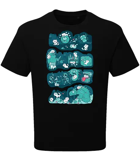 Dungeon Kittens - RPGArt, FantasyIllustration, DungeonCrawl, CuteFantasy, rpg, Pen and Paper, Katzen, fantasy katzen, Pen and paper, RPG, gaming, fantasy, D20, 20 sided dice - Oversize T-Shirt