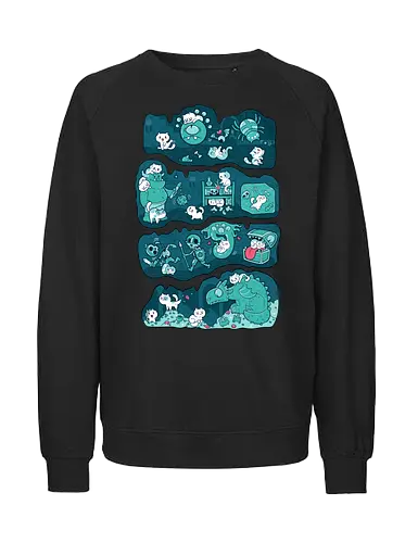 Dungeon Kittens - RPGArt, FantasyIllustration, DungeonCrawl, CuteFantasy, rpg, Pen and Paper, Katzen, fantasy katzen, Pen and paper, RPG, gaming, fantasy, D20, 20 sided dice - Fairtrade Sweatshirt